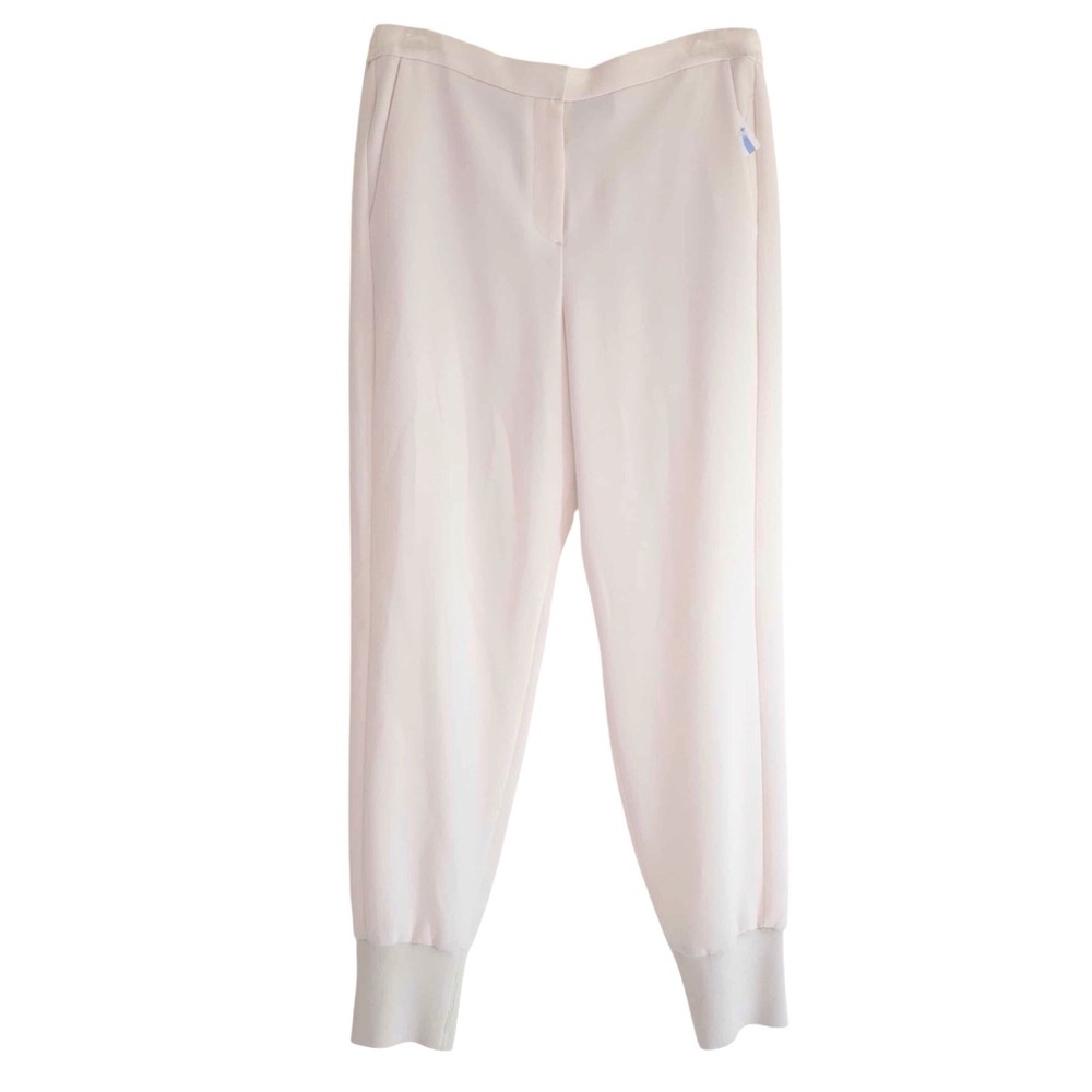 Theory Essential Jogger Cream Color Crepe High Rise Ankle Pants Size Small - Picture 2 of 6